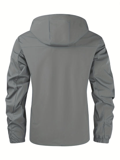 Men's Fashion Casual Waterproof Windbreaker Hooded Jacket, Outdoor Coat With Zip Pockets – Lightweight And Breathable