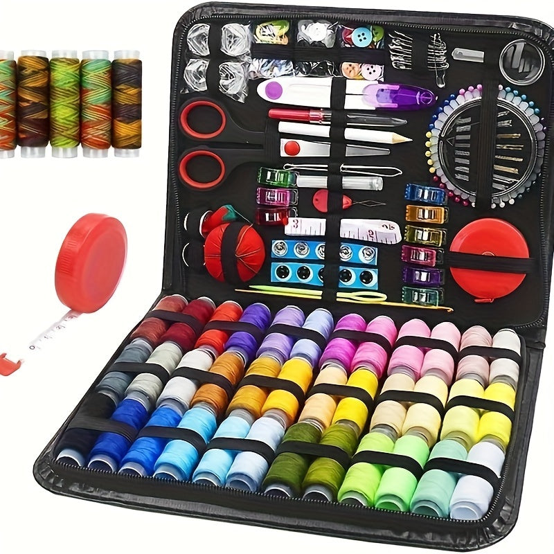 229 Piece Sewing Kit Gift Set for Grandma, Mom, Friends, Adult Beginners, Travelers - Portable Sewing Supplies & Accessories with Case - Includes Thread, Needles, Scissors, Tape Measure, Pins & More