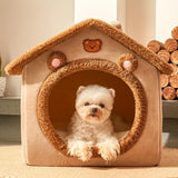 Cozy Foldable Pet House for Cats &amp; Small Dogs - Plush Velvet Cat Bed with Washable Cushion, Indoor Warm Cave Nest, Soft Puppy Sofa Bed, Ideal for Pets Up to 6.99KG/14.97KG