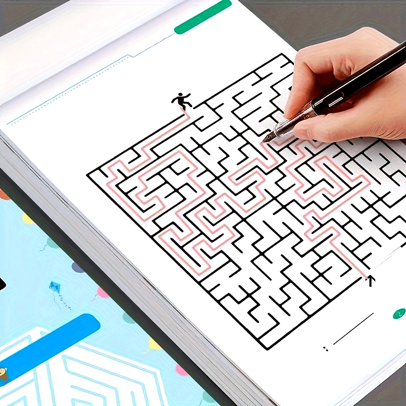 192-Pattern Focus Maze Activity Workbook, Educational Puzzle for Cognitive Development &amp; Concentration, Student Brain Training Game Book, Ideal for Holiday, Halloween, Christmas Gifts - Paper Material