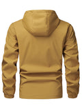 Men's Hooded Solid Color Windbreaker Jacket, Casual Waterproof Coat Spring And Autumn Outdoor Clothes