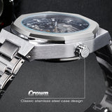 Reloj mecánico automático para hombre: esqueleto de diamantes de imitación 3D, acero inoxidable, estilo deportivo y profesional, regalo perfecto.