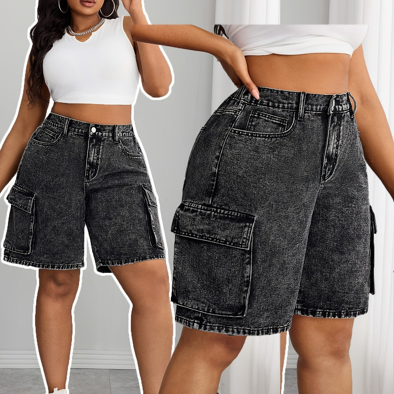 Gray Women'S Denim Shorts