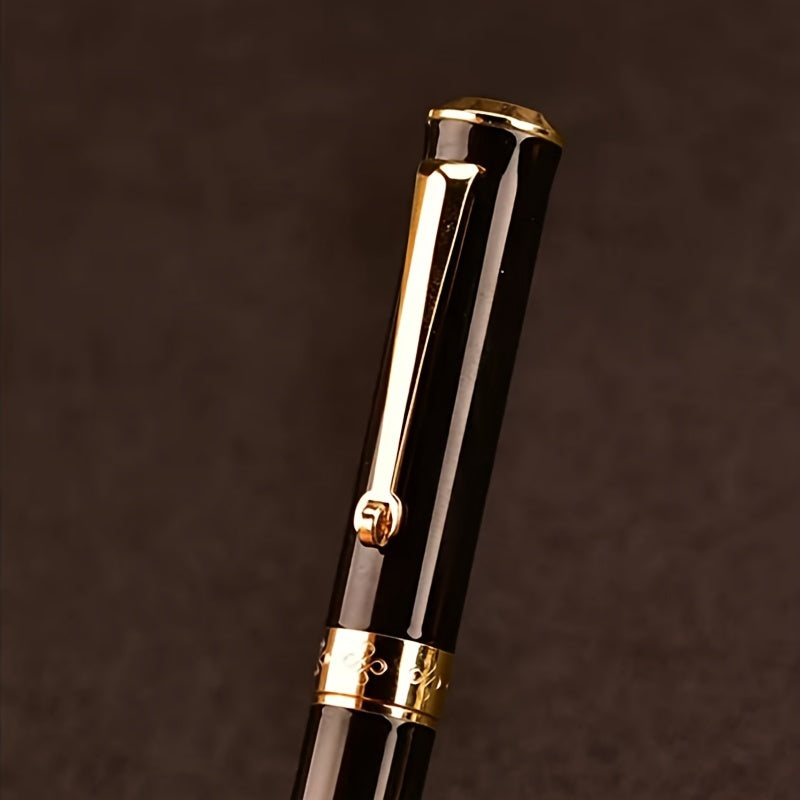 Pluma estilográfica de metal premium, punta fina de 0,5 mm, cierre a presión: ideal para firmas comerciales y personales, compatible con tintas de 3,4 mm.