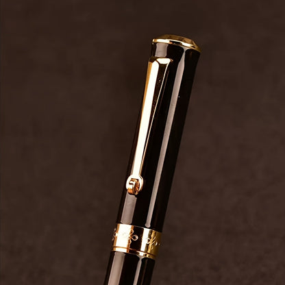 Pluma estilográfica de metal premium, punta fina de 0,5 mm, cierre a presión: ideal para firmas comerciales y personales, compatible con tintas de 3,4 mm.