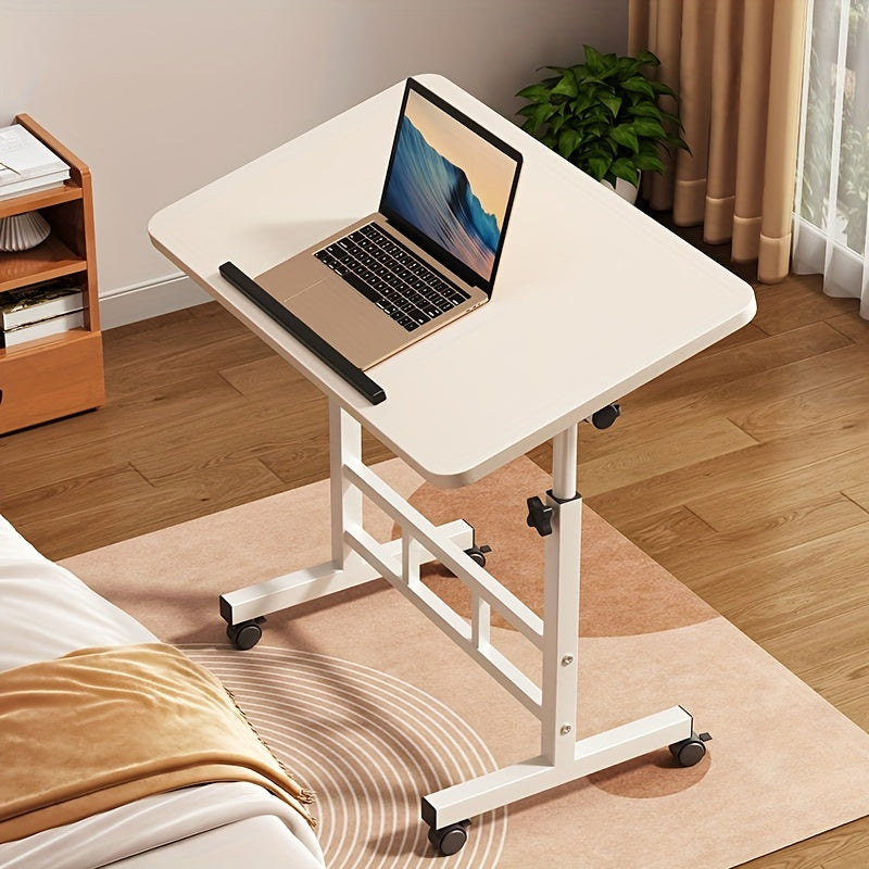 Extra Large Adjustable Folding Desk with Wheels - Versatile, Durable Wood Construction for Bedroom, Living Room, Office &amp; Outdoor Use