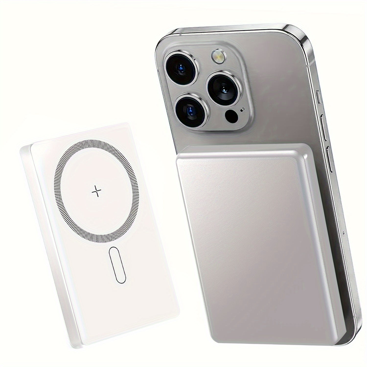 5000mAh Magnetic Wireless Power Bank With USB-C - Fast Charge Compatible For iPhone 15/14/13/12 & For Airpods, Portable Charger Piece