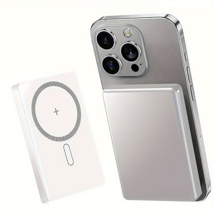 5000mAh Magnetic Wireless Power Bank With USB-C - Fast Charge Compatible For iPhone 15/14/13/12 & For Airpods, Portable Charger Piece