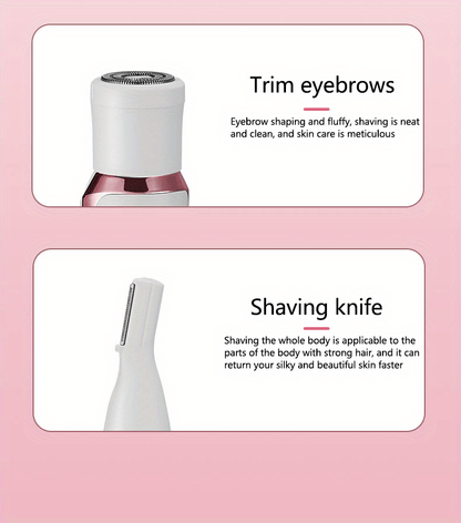 4 In 1 Women's Electric Hair Remover/Women's Multi-Function Electric Hair Remover Set/Women's Bikini Trimmer/USB Rechargeable/Hair Remover for Pubic Hair, Eyebrows, Nose, Face, Legs, / Portable, Gentle, Women's Gift, Mother's