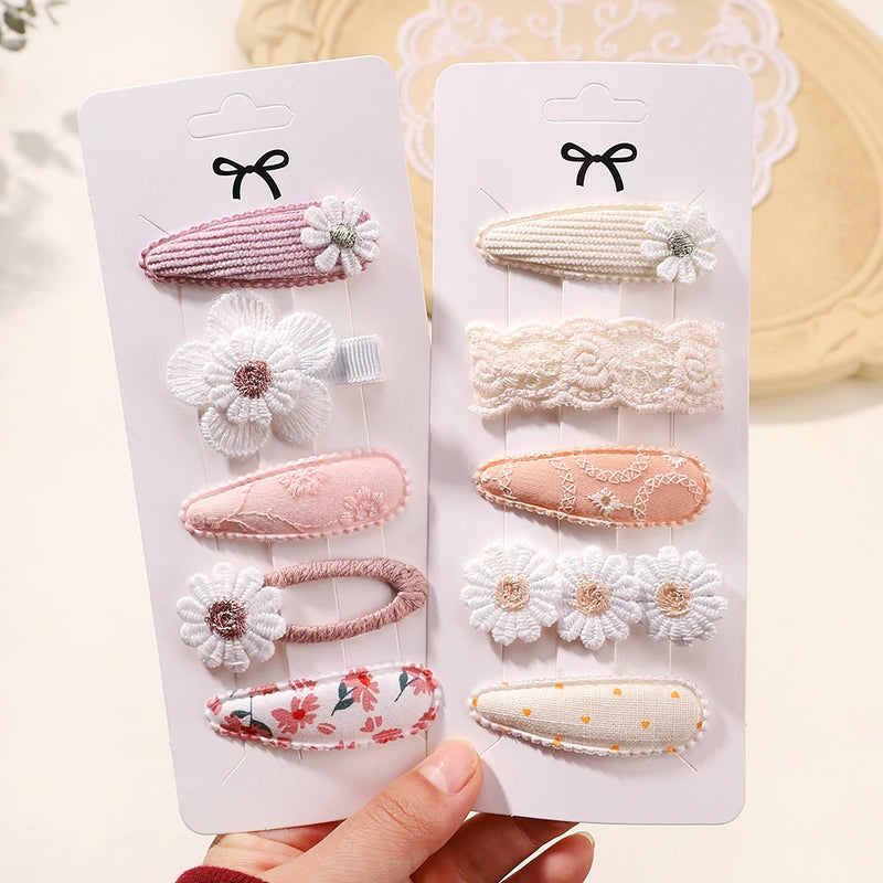 5pcs/set Mini Baby Girl Hair Clip Cute Floral Bow Rabbit Princess Hairpin for Toddler Girl Lovely Bang Side Clip Hair Accessories 