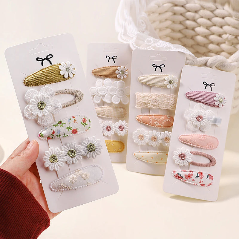 5pcs/set Mini Baby Girl Hair Clip Cute Floral Bow Rabbit Princess Hairpin for Toddler Girl Lovely Bang Side Clip Hair Accessories 