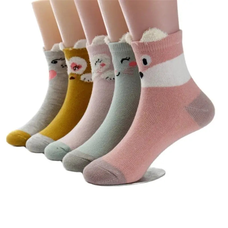 5 pares/lote 2024 nuevos calcetines de primavera para bebés de 1 a 12 años, calcetines de algodón gruesos, calcetines de algodón para niños 
