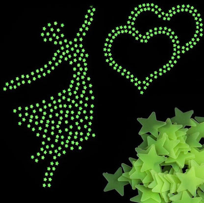 50 pçs luminosa fluorescente adesivos de parede 3d estrelas brilho no escuro adesivos de parede para crianças quarto do bebê teto decoração da sua casa