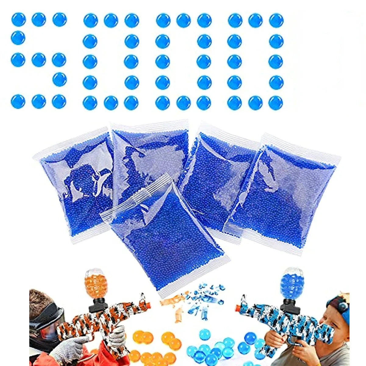 5000 perlas de gel para pistola Orbeez, hidrogel para crecimiento en agua, munición Orbiz Blaster, decoración del hogar, barro de crecimiento, juguetes para niños, bolas de gel. 