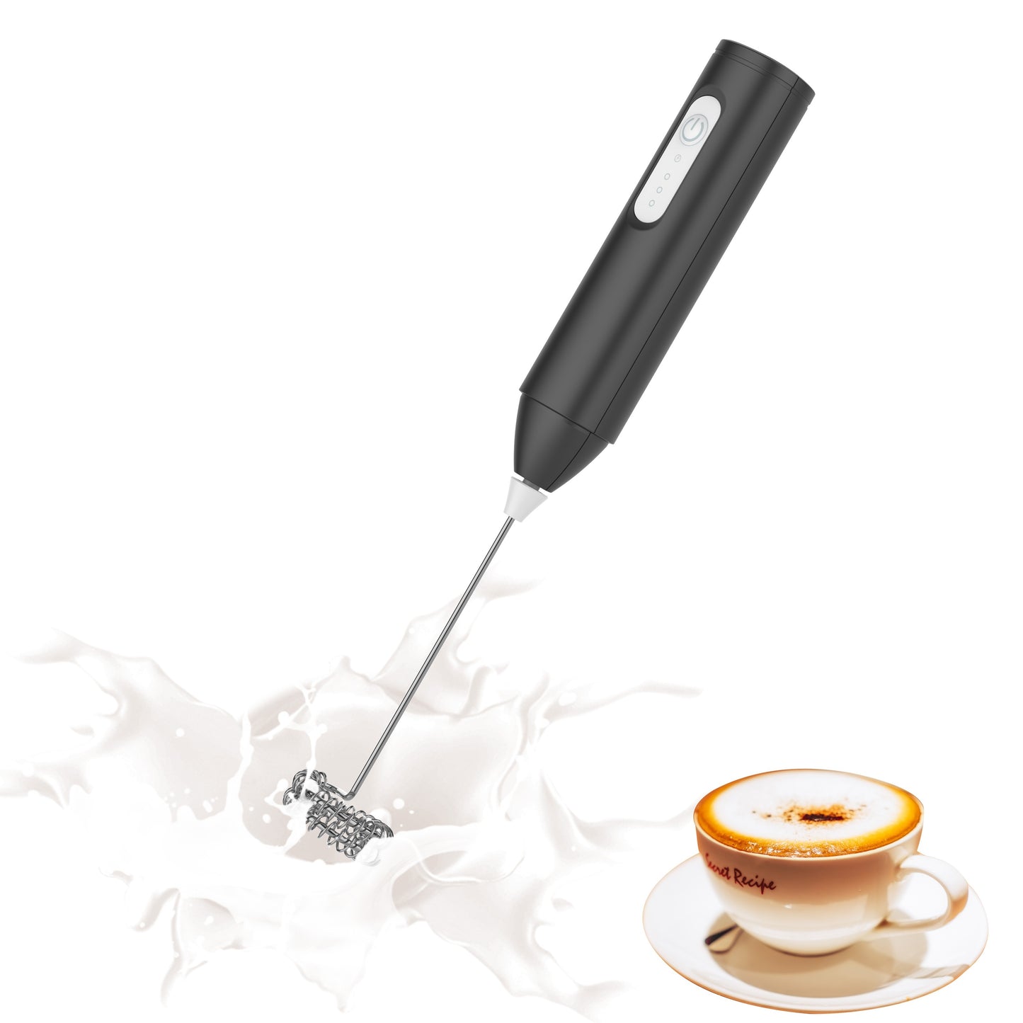 USB Rechargeable Electric Milk Frother with Stainless Steel Whisk - 3 Adjustable Foam Levels, Handheld Design for Coffee, Latte, Cappuccino, Hot Chocolate, Matcha, Egg - Available in White, Black, Teal, Frothy Drink Maker|One