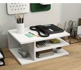 Square Wooden Fiberboard Desk Organizer - Sturdy Storage Rack for Office Supplies, Printer Stand, and Home Organization with Ample Space