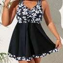 Plus Size Stretchy Comfy Two-piece Tankini Set For Beach Vacation, Cute & Stylish Bathing Suit, Women's Swimwear & Clothing