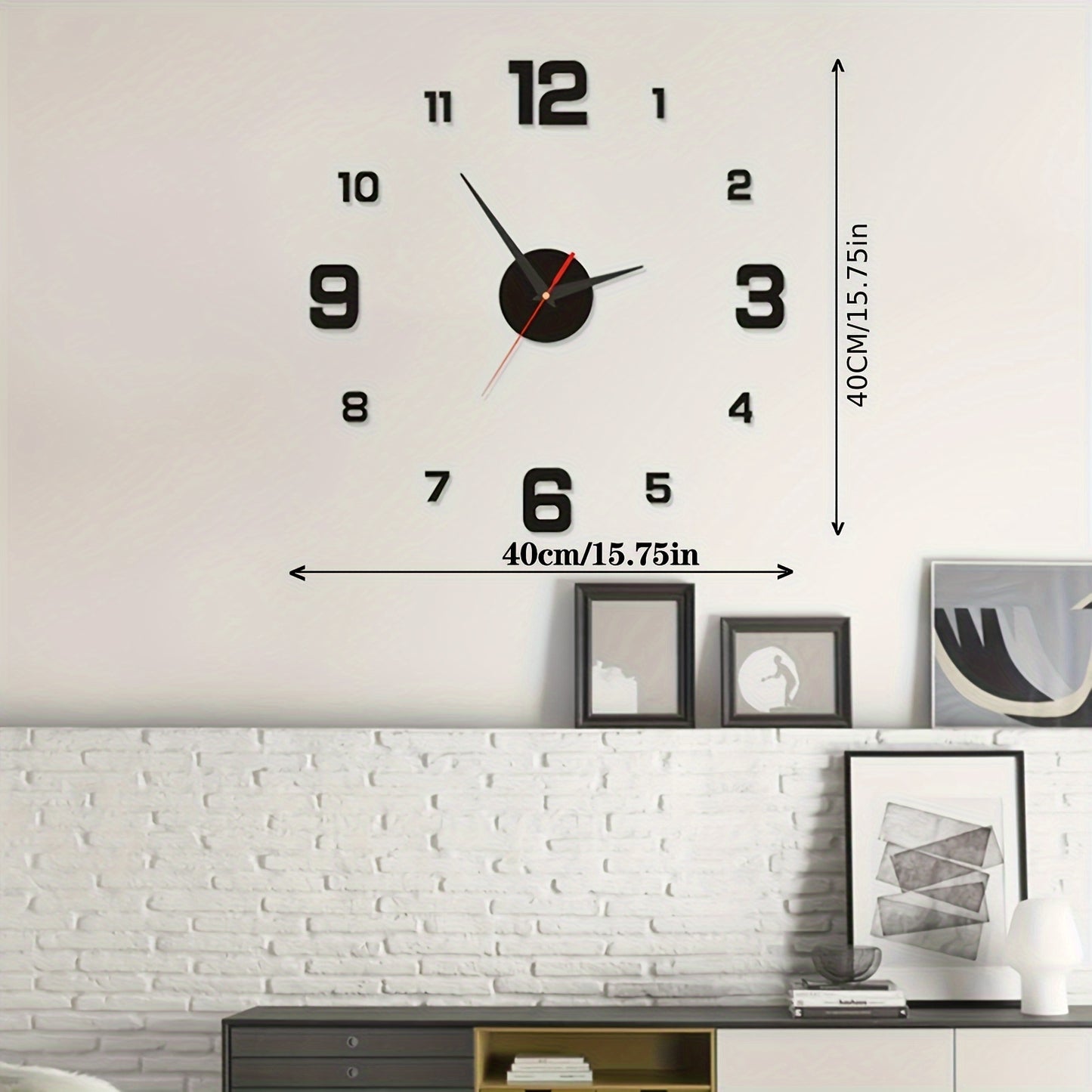 Nordic Style Living Room Wall Clock, DIY Silent Self-adhesive Wall Clock Decoration, Simple Cover Decoration Clock, Silent Digital Wall Sticker Clock, Acrylic Creative Clock, Living Room Bedroom Wall Sticker Creative Clock (b