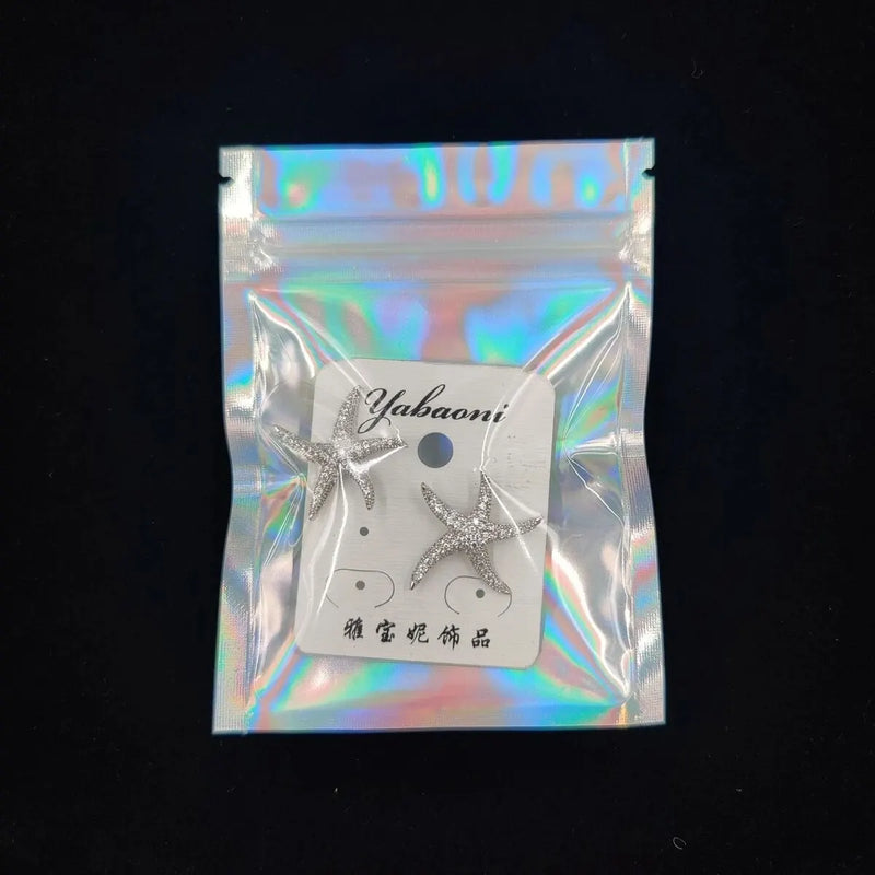 50pcsGross Mylar Bags Smell Proof Holographic Laser Color Plastic Packaging Pouch Jewelry Storage Retail Bag Gift Zip Lock Bag 