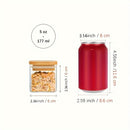 12pcs Glass Spice Jars Set with Natural Bamboo Lids, Airtight Square Jars with Waterproof Sticker Labels, Food Storage Containers, Empty Small Spice Jars for Spices, Salt, Sugar