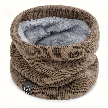 Soft & Warm Fleece-Lined Knit Scarf - Windproof, Cozy Double Layer Neck Warmer for Winter | Easy Slip-On Design | Perfect for Casual to Formal Outfits
