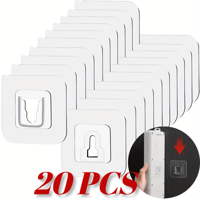 20pcs Strong Adhesive Wall Hooks - Transparent, Easy Install, Multi-Purpose Suction Cup Mount for Kitchen &amp; Bathroom Storage Solutions