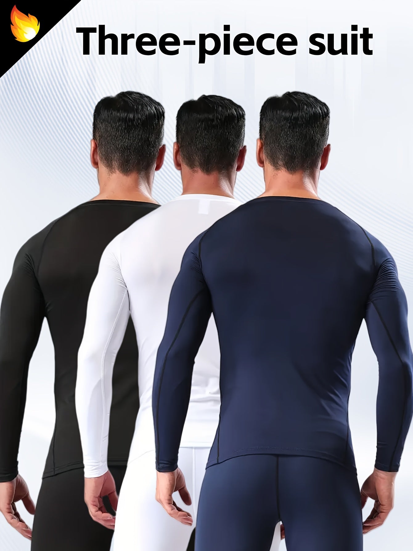 3pcs Men's Athletic Compression Long Sleeve Tops - Quick Dry, Moisture-Wicking & Breathable, High Stretch for Running, Yoga & Outdoor Activities, Casual, Sweat-wicking, Movement Style, Going Out Occasion, Leisure Outing Occas