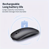 Ultra-Slim Wireless Mouse - Rechargeable, Silent, Portable Dual-Mode USB & Optical with C-Type Adapter for Computers