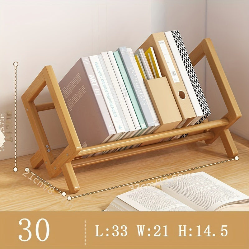 Small Creative Bamboo And Wooden Desktop Bookshelf For Home Office, Student Desk Organizer, Book Storage Rack