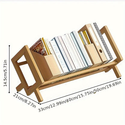 Small Creative Bamboo And Wooden Desktop Bookshelf For Home Office, Student Desk Organizer, Book Storage Rack