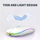 Ultra-Slim Wireless Mouse - Rechargeable, Silent, Portable Dual-Mode USB & Optical with C-Type Adapter for Computers