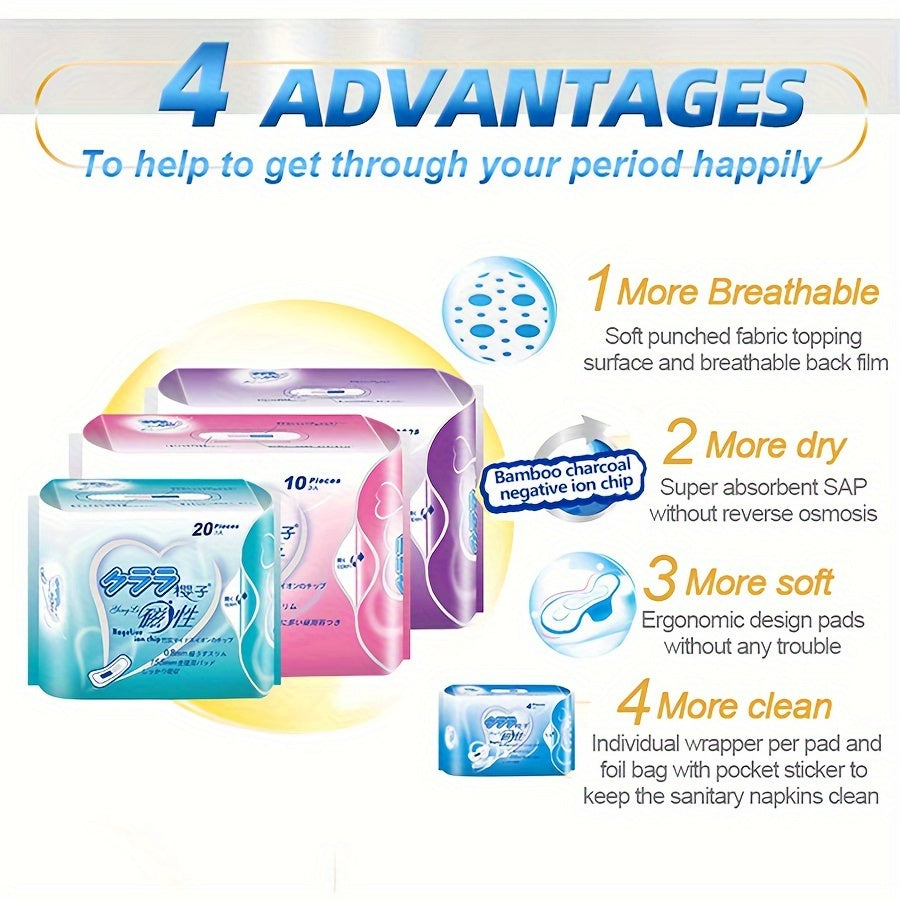 6-Pack Women's Hygiene Sanitary Pads Bundle, Soft Ultra Thin Winged Napkins, Overnight Absorbency, Unscented Menstrual Pads Combo Set, Multi Size, Travel-Friendly - 60/56 Count