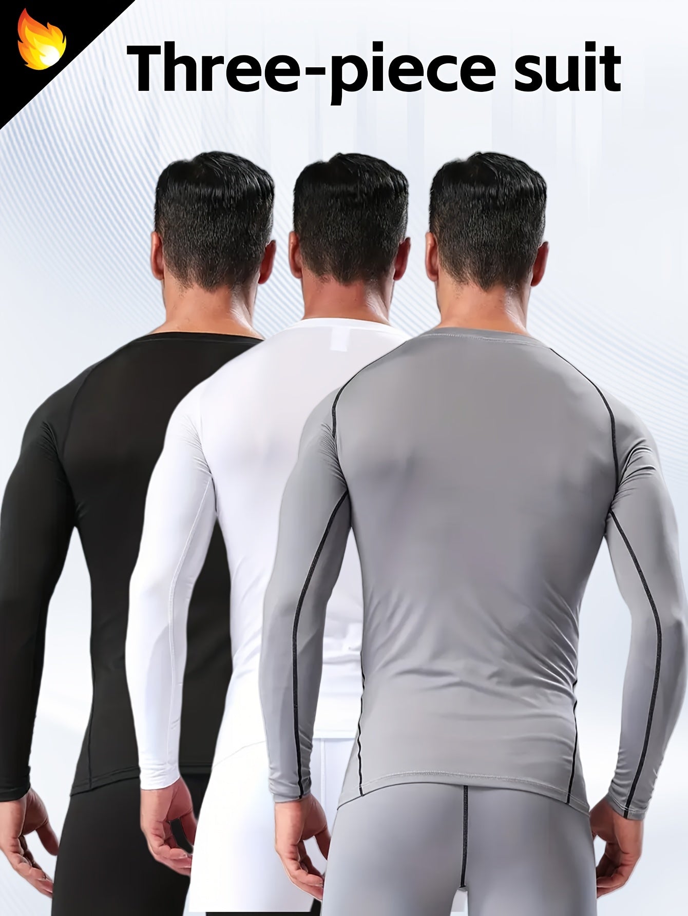 3pcs Men's Athletic Compression Long Sleeve Tops - Quick Dry, Moisture-Wicking & Breathable, High Stretch for Running, Yoga & Outdoor Activities, Casual, Sweat-wicking, Movement Style, Going Out Occasion, Leisure Outing Occas