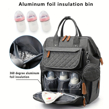 Mochila de gran capacidad, multifuncional, portátil, para mamá, con compartimentos múltiples para guardar biberones y pañales.
