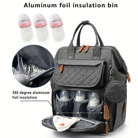 Mochila de gran capacidad, multifuncional, portátil, para mamá, con compartimentos múltiples para guardar biberones y pañales.