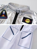 Boys' Astronaut Character Clothing, White Jumpsuit and Helmet, Boys' and Girls' Party Clothes, Funny Space Suit for Halloween Party