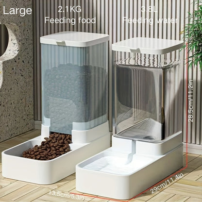 Automatic Pet Feeder and Water Dispenser - Gravity-Fed, Non-Electric, Plastic Material, for Dogs and Cats, Ideal for Home Use