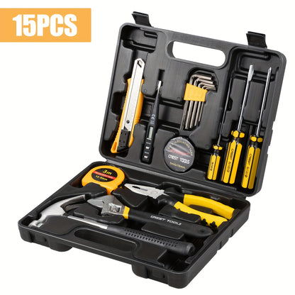 15pcs/23pcs Home Repair Tool Set, Durable Metal &amp; Plastic Hand Tool Kit, DIY Household Toolbox With Variety Tools, Long-Lasting Home Decoration And Maintenance Essentials