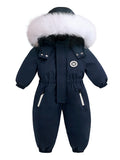 Girls' Boys' Outdoor Ski Suits Baby Winter Warm Hooded Jumpsuit with Zipper Pockets Outerwear Coat Overalls