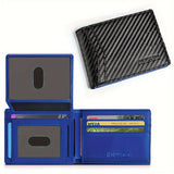 Cartera delgada plegable para hombre, tarjetero con bloqueo RFID, dos ventanas para identificación y pinzas para billetes.