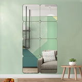 4pcs Set 3D Square Acrylic Mirror Wall Decals, 1mm Thick, Shatterproof & Removable Self-Adhesive for Bedroom, Living Room, Office, Kitchen, Bathroom - Versatile Home Decor