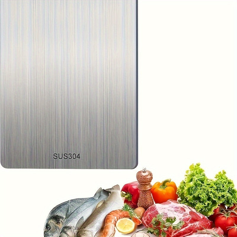 Tabla de cortar de titanio premium: acero inoxidable de doble cara y apto para uso alimentario, ideal para cocina y comedor.