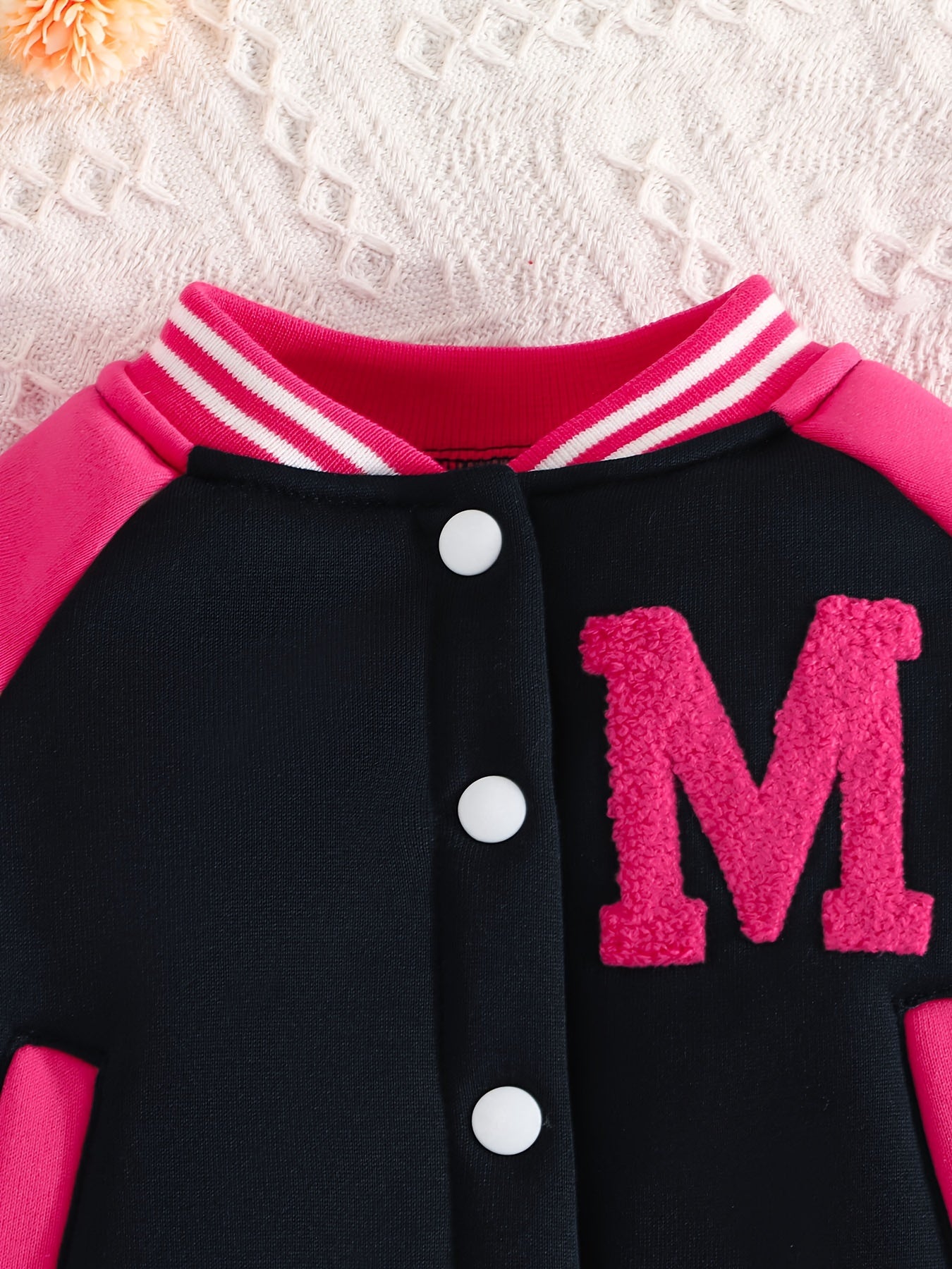 Conjuntos casuales bonitos, conjunto de abrigo y pantalón de béisbol con estampado de letras para niñas pequeñas, ropa de exterior para primavera y otoño.