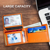 Cartera delgada plegable para hombre, tarjetero con bloqueo RFID, dos ventanas para identificación y pinzas para billetes.