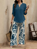 Spring-Summer Fashion Design Elegant Pullover Long Sleeve Top + Pants Set