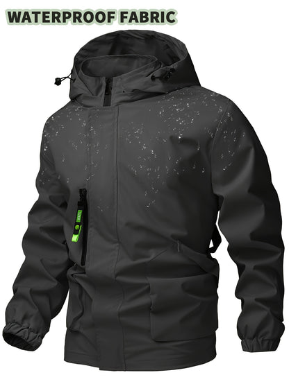 Chaqueta cortavientos de color liso con capucha para hombre, abrigo impermeable informal, ropa de exterior para primavera y otoño.