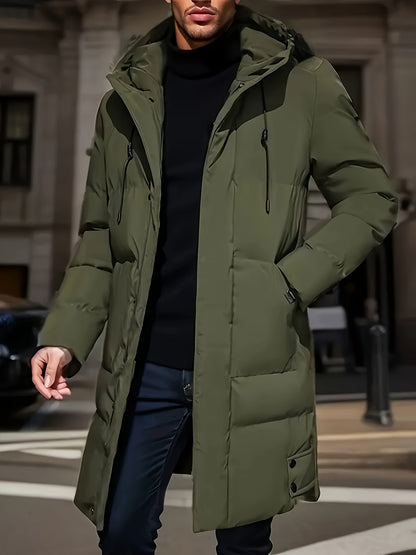 Men'S Solid Color Jacket, Comfy Warm Trendy Winter Cold-Proof Outwear As Gift