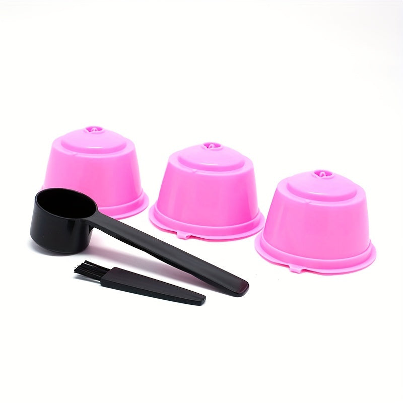 3Pcs Fit For Dolce Gusto Coffee Filter Cup Reusable Coffee Capsule Filters For With Spoon Brush