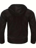 Chaqueta cortavientos informal con capucha para hombre: poliéster ligero e impermeable, con cremallera, color liso y bolsillos | Versátil para todas las estaciones