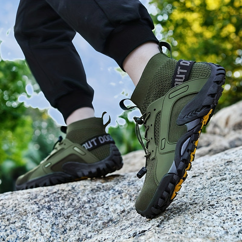 Men's Trendy Breathable Sneakers, Wear-resistant Non-Slip Outdoor Shoes For Hiking Fishing